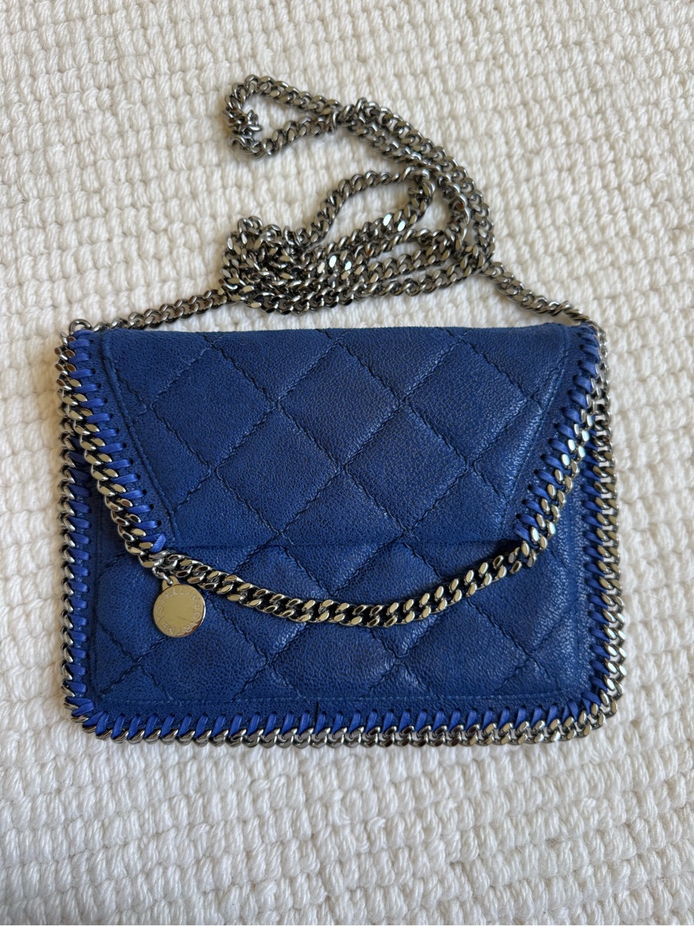 Stella McCartney Blue Quilted Chain-Trim Crossbody